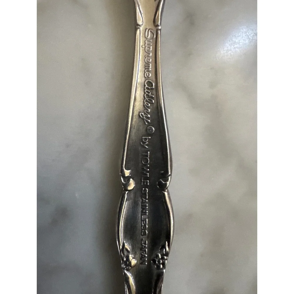 Towle Winter Rose Stainless Flatware 5pc Serving Set Meat Fork Butter Sugar Set